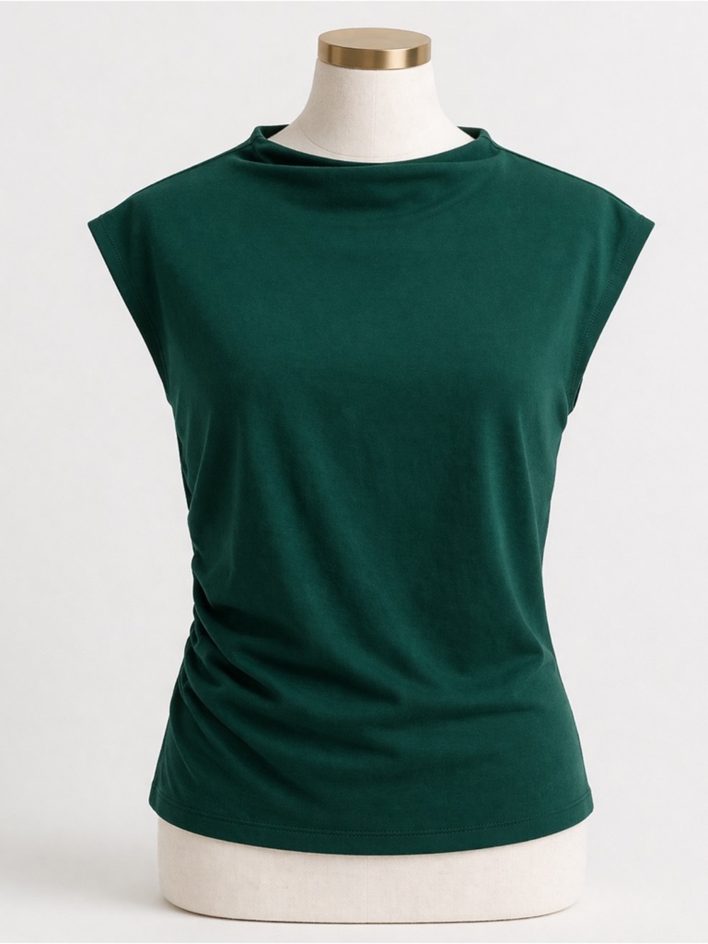 Sugarlips Dark Green Ruched Cropped Blouse. Size Med. 

Excellent Condition.